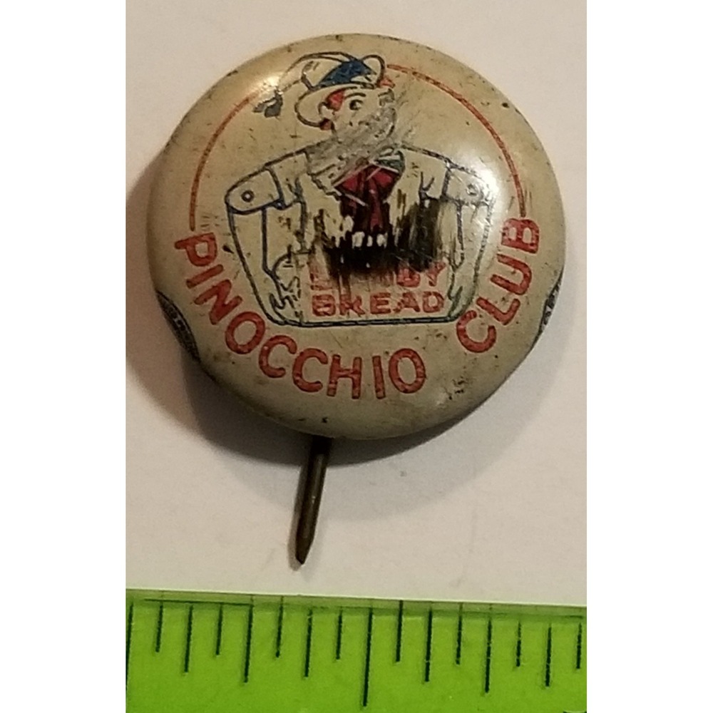 Vintage/Antique Bastian Bros Bread Pinocchio Club Pin Back Button Rare